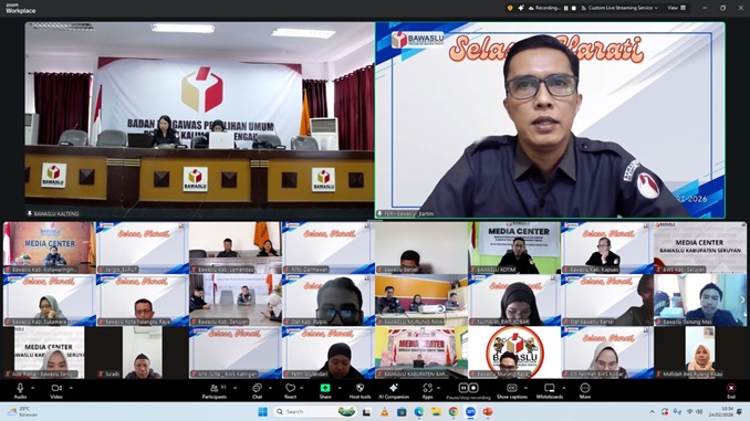 Tangkapan layar secara daring, Ketua Bawaslu Kabupaten Barito Timur Feryanto Marthen P sebagai Narasumber program SELASA HARATI Seri 3, Selasa (24/2/2026).