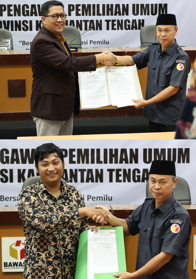 Bawaslu Kalteng melaksanakan penandatanganan Nota Kesepahaman MoU dan PKS bersama UIN Palangka Raya serta PDB Provinsi Kalimantan Tengah, Palangka Raya, Selasa (24/2/2026).