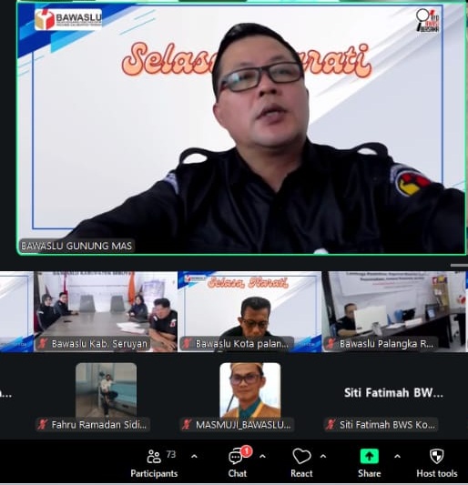 Tangkapan layar secara daring, Yepta H Jinal Ketua Bawaslu Kabupaten Gunung Mas yang menjadi narasumber program SELASA HARATI Seri 4, Palangka Raya, Selasa (10/3/2026).