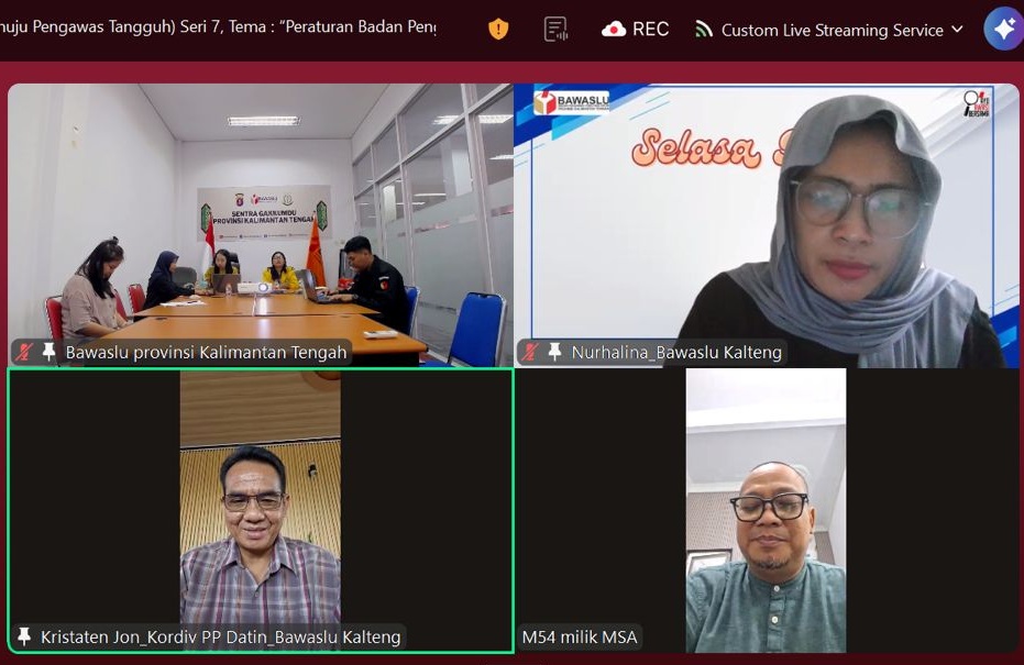 Tangkapan layar daring kegiatan Bawaslu Kalteng SELASA HARATI (Menuju Pengawas Tangguh) – Seri 7, Selasa (23/6/2026).