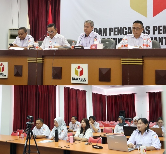 Ketua, Anggota, Kasek dan Kabag saat bersama memimpin rapat internal persiapan orientasi PPPK Tahun 2026 di ruang rapat Bawaslu Kalteng, Rabu (1/7/2026).