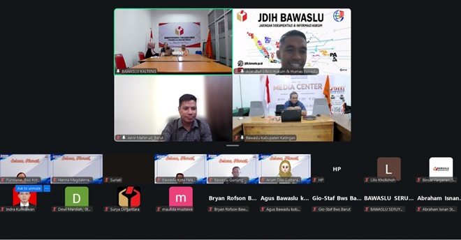 Foto kedua bagian atas, Narasumber Anggota Bawaslu Kabupaten Barito Utara, Amir Mahmud, hadir secara daring dalam program Selasa Harati Seri 9, Selasa (11/8/2026).