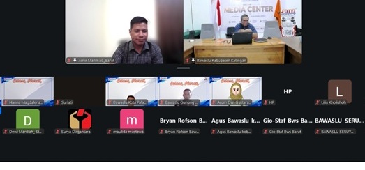 Foto kedua kanan, Narasumber Anggota Bawaslu Kabupaten Katingan, Usman Sitepu, hadir secara daring dalam program Selasa Harati Seri 9, Selasa (11/8/2026).