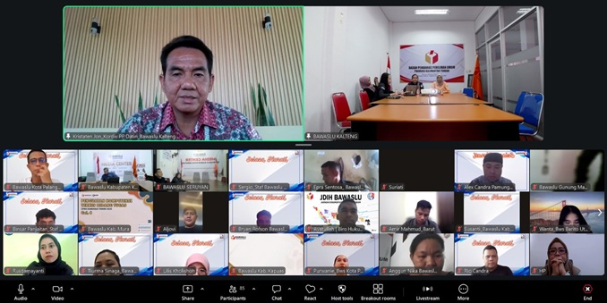 Anggota Bawaslu Kalteng, Kristaten Jon, hadir secara daring menjadi keynot speaker dalam program Selasa Harati Seri 9, Selasa (11/8/2026).
