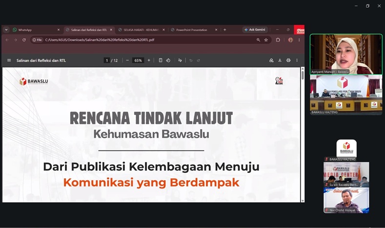 Narasumber TA Bawaslu RI Apriyanti Marwah, hadir secara daring dalam program Selasa Harati Seri 10, Selasa (15/9/2026).