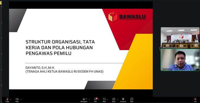 Tangkapan layar secara daring, Tenaga Ahli Bawaslu RI, Dayanto, sebagai narasumber program Selasa Harati Seri 11, Selasa (6/10/2026).
