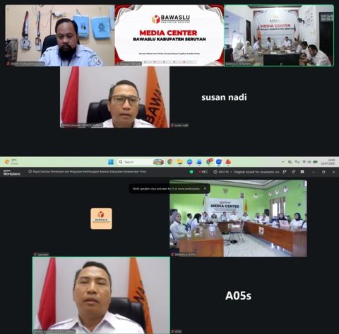 Tangkapan layar daring Anggota Bawaslu Kalteng Benny Setia saat membuka dan menjadi narasumber kegiatan yang diselenggarakan Bawaslu Kabupaten Seruyan dan Kotawaringin Timur, Rabu (22/7/2026).