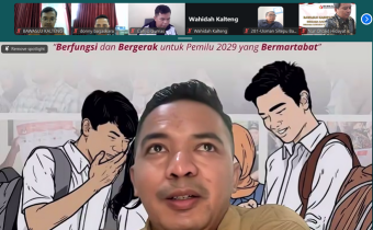 Narasumber Iji Jaelani, Tenaga Ahli Bawaslu RI pada Rapat Koordinasi Pelaksanaan Pendidikan Pengawas Partisipatif (P2P) Tahun 2026 dan Training of Fasilitator bersama Bawaslu Kabupaten/Kota se-Kalimantan Tengah secara daring, Kamis (21/5/2026).